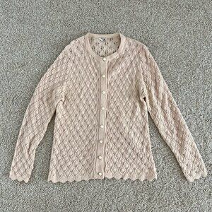 60s Wintuk Cream Cardigan Textured Knit Acrylic Cottagecore Vintage Size M